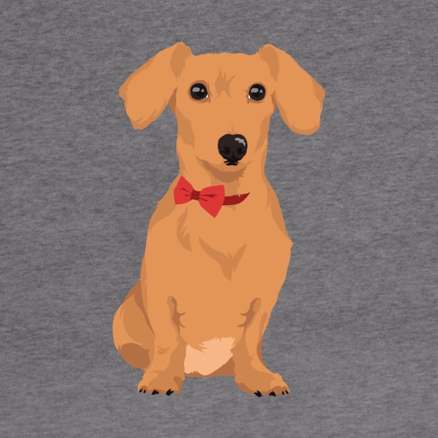 Sweet Tan Dachsund with Neck Ribbon T-Shirt for Dog Lovers by riin92